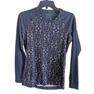 Patagonia Womens‎ Capilene Midweight Crew Baselayer Top Navy Blue Small Hiking